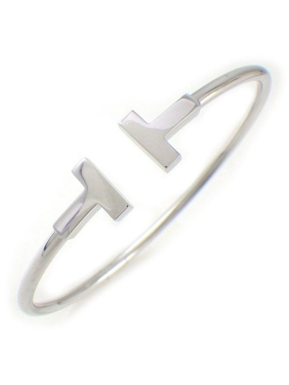 Tiffany & Co Bangle T Wire 18k White Gold Bracelet